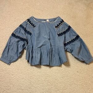 RAGA Denim Blue Ruffled Blouse